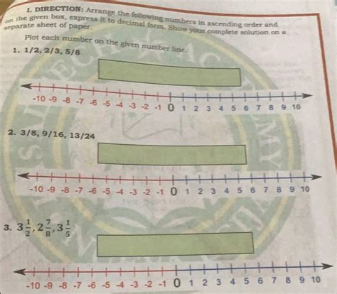 Solved 1 DIRECTION Arrange The Following Numbers In Ascending Order