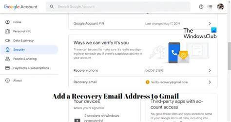 How To Add A Recovery Email Address To Gmail