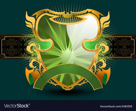 Green Shield With Pattern Background Royalty Free Vector