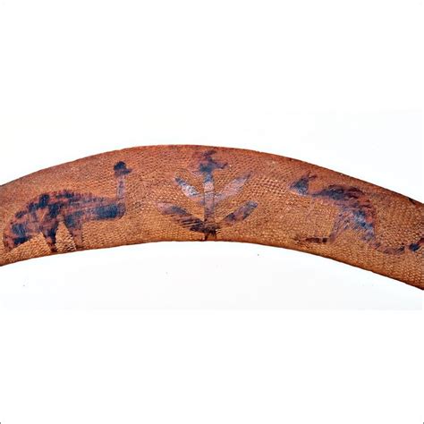 Vintage Aboriginal Transitional Boomerang With Incised Design Kangaroo