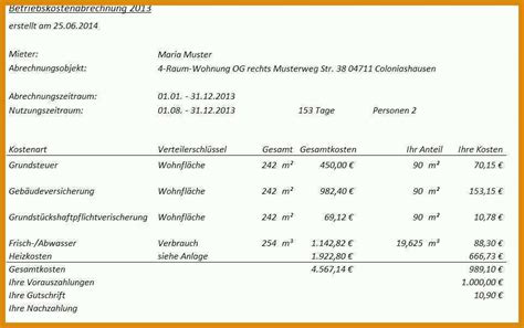 Ideal 14 Nebenkostenabrechnung Vorlage Word 205351 Muster Vorlagen