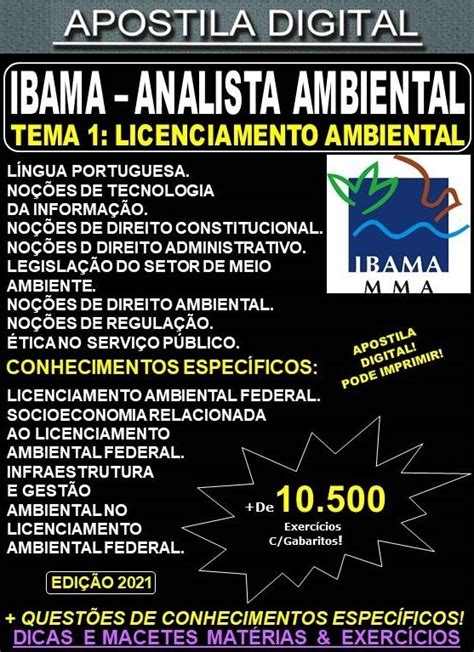 Apostila IBAMA ANALISTA AMBIENTAL TEMA 1 LICENCIAMENTO AMBIENTAL