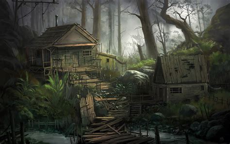 Artstation Forest Shacks Mark Komorowski