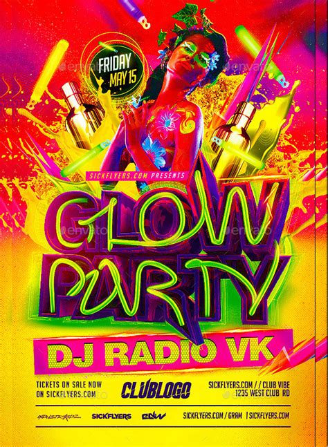 Glow Party Flyer Template 23 Free And Premium Download