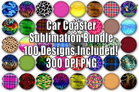 Car Coaster Sublimation Designs Bundle