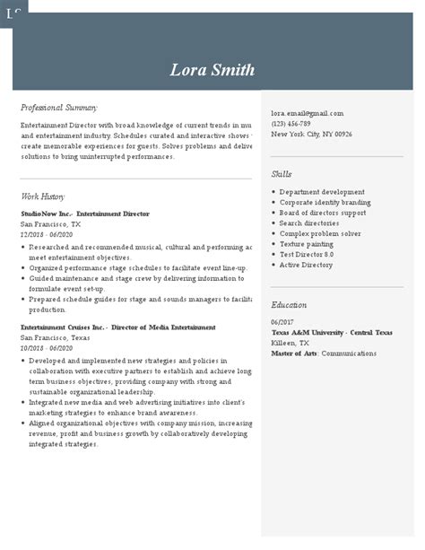 Theatre Director Resume Examples Samples For 2024