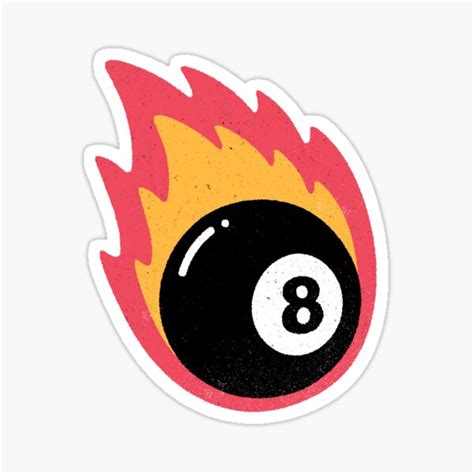 Retro Flaming 8 Ball On Fire Pool Lover Sticker For Sale By Mercheesy