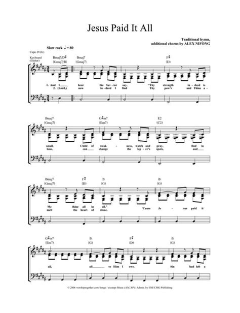 Jesus paid it all by all kristian stanfill lead sheet | PDF