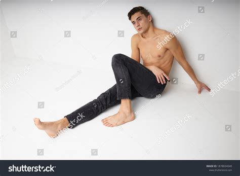 Handsome Man Naked Torso Sitting On Stock Photo Shutterstock