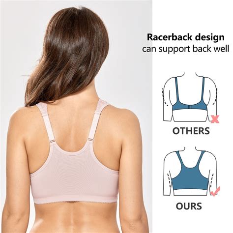 Womens Front Closure Bra Full Cup Wirefree Racerback Lace Plus Size Ebay