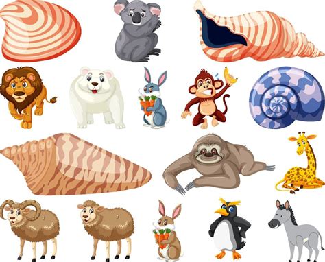 conjunto de vários desenhos animados de animais 11478702 Vetor no Vecteezy
