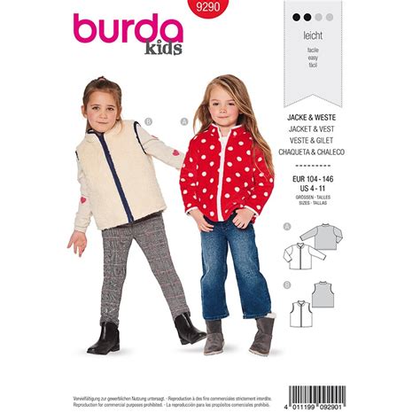 Patron Veste Et Gilet Enfant Burda Style N9290 Ma Petite Mercerie