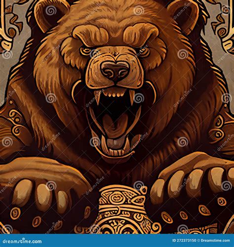 Angry Grizzly Bear Badge Vector Illustration 154327168