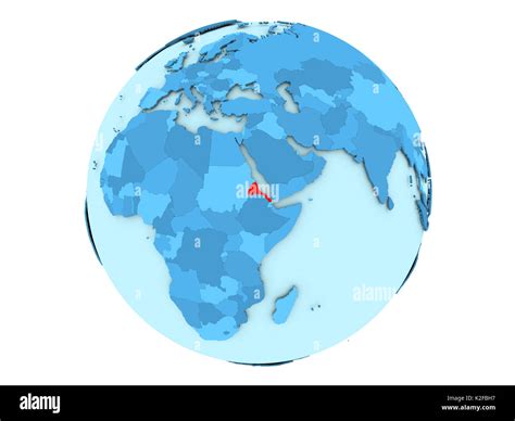 Eritrea Highlighted In Red On Blue Political Globe 3D Illustration