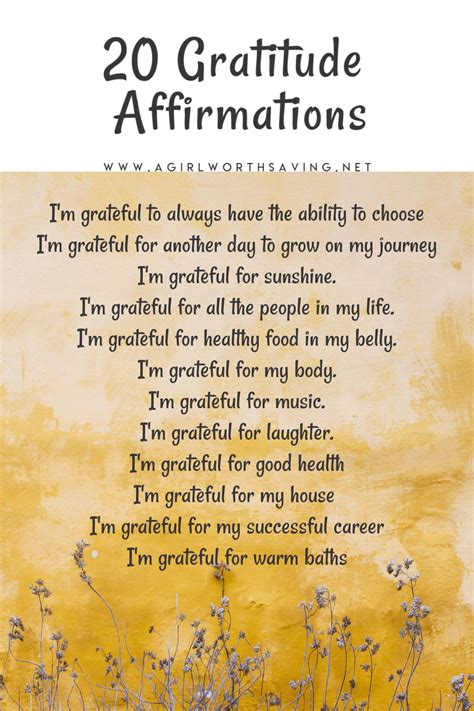 20 Gratitude Affirmations - A Girl Worth Saving