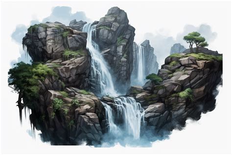 Beautiful Waterfall Vector Illustration Graphic by saydurf · Creative ...