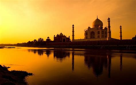 sunset, Taj Mahal, Palace, River, Reflection, India, Architecture ...