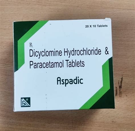 Aspadic Dicyclomine Hydrochloride Paracetamol Tablet At Rs 21 43 Stripe Raopura Vadodara