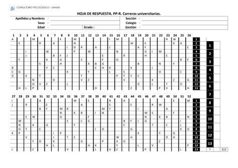 Pp R Hoja De Respuestas Universitarias Perfil