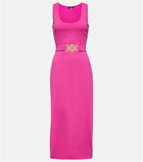 Versace Medusa 95 Belted Midi Dress In Hot Pink ModeSens