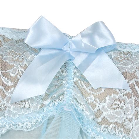 Sexy Light Blue Ribbon Halter Lace Babydoll Lingerie Chemise N16546