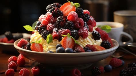 Premium AI Image | a dessert bowl with fruit