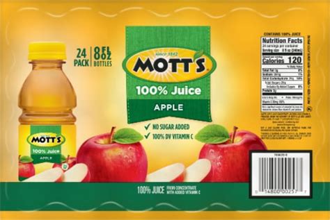 Motts® 100 Original Apple Juice Bottles 24 Pk 8 Fl Oz Smiths Food And Drug