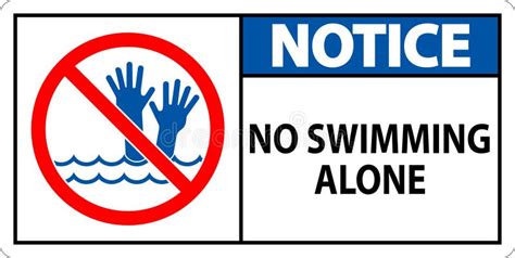 Pool Safety Sign Notice No Swimming Alone Stock Illustration