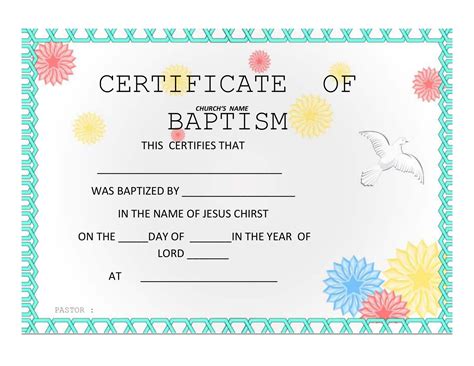 Free Printable Baptism Certificate Templates [PDF, Word] Fillable