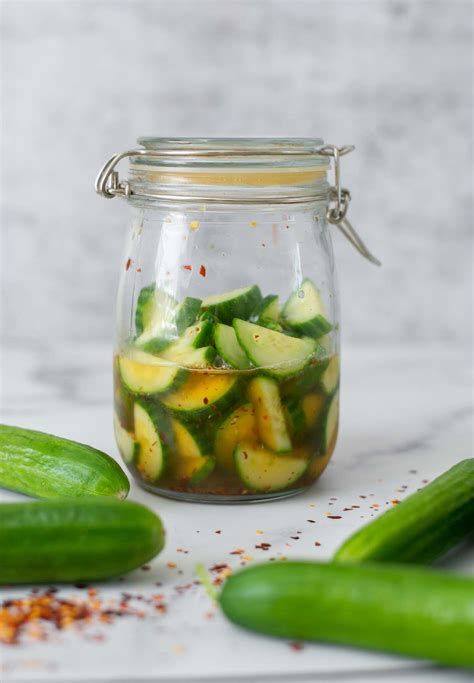 Quick Pickled Asian Cucumbers Mixed Measured