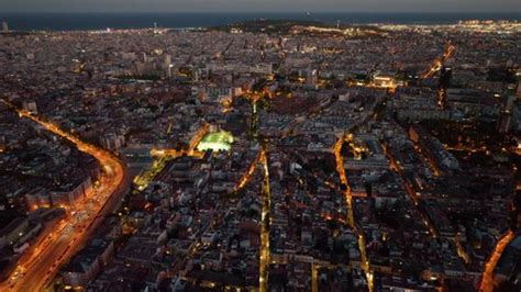 Barcelona Night Aerial View Streets Busy Stock Footage Video (100% ...