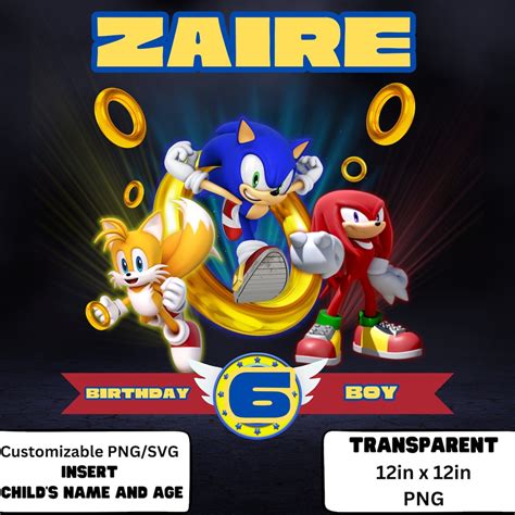 Editable Sonic Birthday PNG Custom Sonic Name PNG Sonic Birthday Age