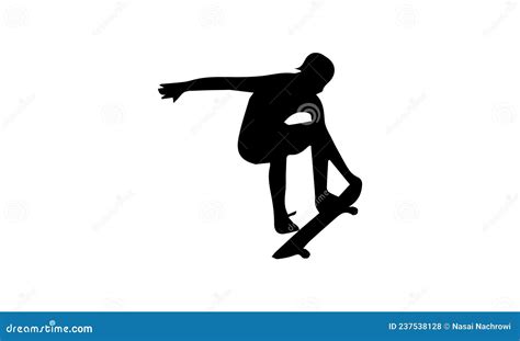 Black Silhouette Of An Athlete Skateboarder In A Jump Vector