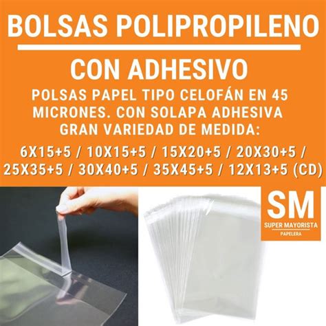 Bolsas Polipropileno C Adhesivo X Celofan Transp X Papelera