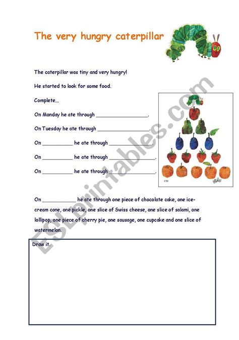 The Very Hungry Caterpillar Worksheet Esl Worksheet By Lconc