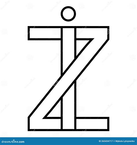 Logo Sign Iz Zi Icon Nft Interlaced Letters I Z Stock Vector