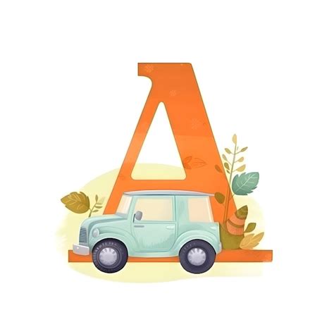 Premium AI Image | Cartoon letter A with a car Vector illustration for ...