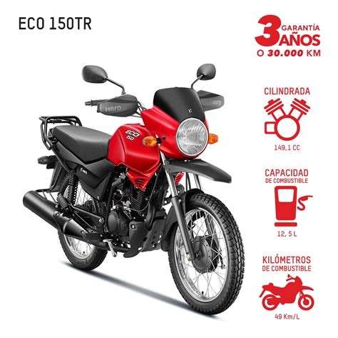 Motocicleta Trabajo Hero ECO 150 TR 150cc Negro Rojo Bodega Aurrera