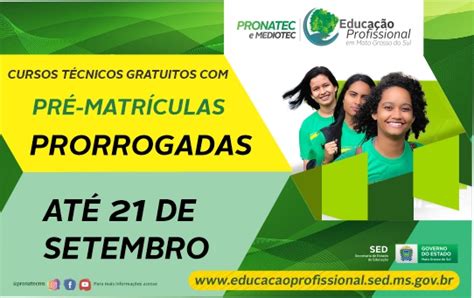 Pr Matr Culas Prorrogadas Cursos Pronatec Mediotec Outubro