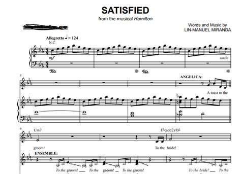 Alexander Hamilton Angelica Satisfied Easy Sheet Music - Smith Comedis