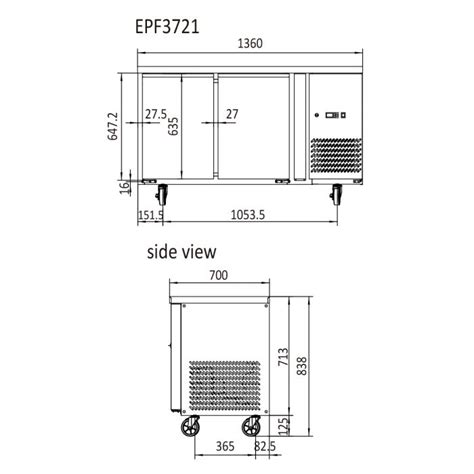 Atosa Two Glass Door Underbench Fridge EPF3721