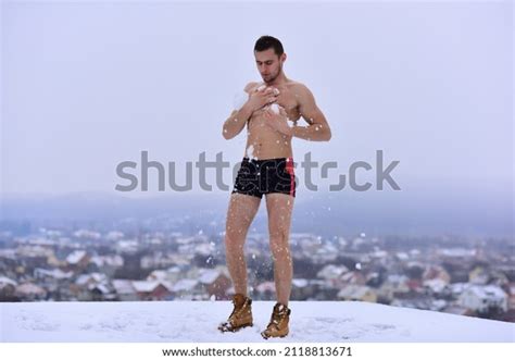 Naked Man Hardening Cold Snow Winter Stock Photo Shutterstock