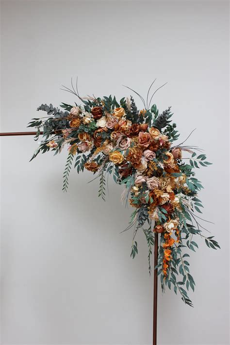 Rust Boho Wedding Flower Arch Arrangement Wedding Flowers Etsy