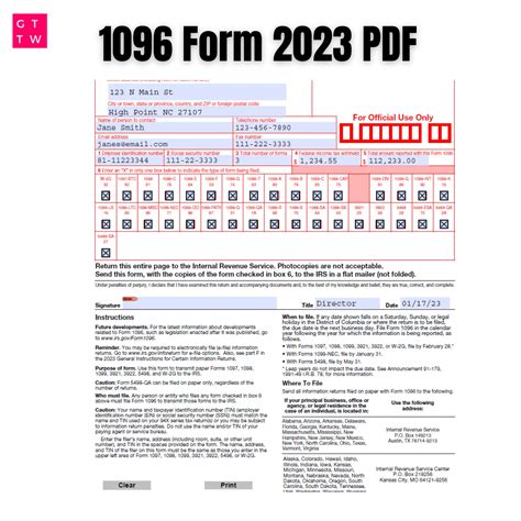 Irs Pdf Fillable Template With Print And Clear Buttons