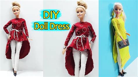 2 Diy Doll Dress Making Easy Stylish Kurti Dress For Doll Barbie