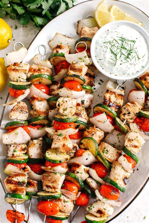 Greek Chicken Kabobs With Tzatziki Sauce Eat Yourself Skinny