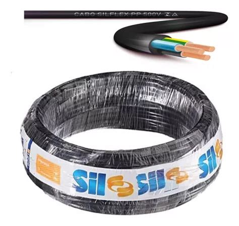 Cabo Pp Sil 3x2 5mm 500v Preto 10 Metros Fio 100 Original