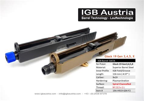 IGB Austria Barreltechnology Glock19 IGB Lauf M13 5x1L Spiral