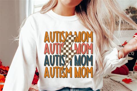 Retro Lightning Bolt Autism Mom Png Graphic By Jjdubstudio Creative