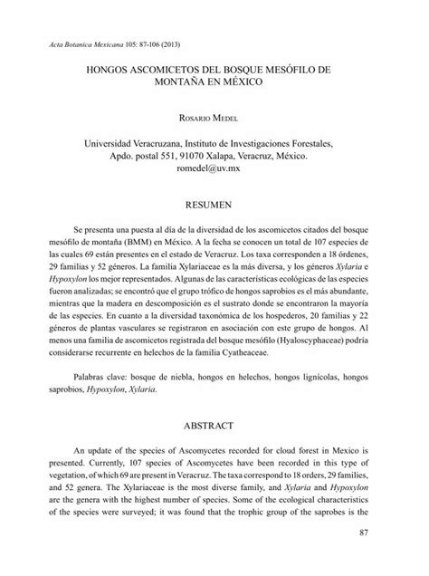 PDF Hongos ascomicetos del bosque mesófilo de montaña en México